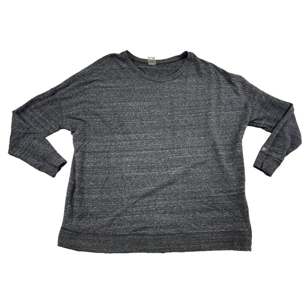 Calia Plus Size Effortless Side Zipper Pullover Caviar Cloud Heather Gray Sz 1x